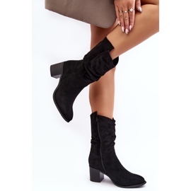 Botas aislantes para mujer con parte superior fruncida y tacón alto, Black Shavy negro 2 Botas aislantes para mujer con parte superior fruncida y tacón alto, Black Shavy negro 2