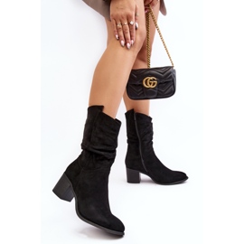 Botas aislantes para mujer con parte superior fruncida y tacón alto, Black Shavy negro 3