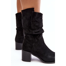 Botas aislantes para mujer con parte superior fruncida y tacón alto, Black Shavy negro 4