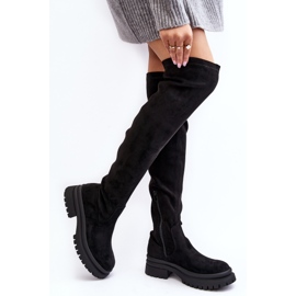 Botas Planas Por Encima De La Rodilla Mujer Negro Silune 2 Botas Planas Por Encima De La Rodilla Mujer Negro Silune 2