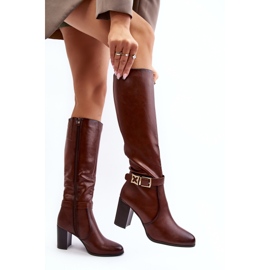 Sergio Leone Botas Mujer Tacón Alto Con Hebilla, Cálido Marrón Sendilia 4