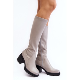 Sergio Leone Botas de tacón alto por encima de la rodilla para mujer, gris cálido Sislene 1 Sergio Leone Botas de tacón alto por encima de la rodilla para mujer, gris cálido Sislene 1