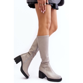 Sergio Leone Botas de tacón alto por encima de la rodilla para mujer, gris cálido Sislene 6