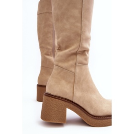 Sergio Leone Botas aislantes de mujer beige con tacones enormes de Calvisa 4