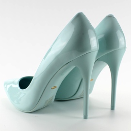 Tacones altos barnizados lisos E396 L. Azul 2
