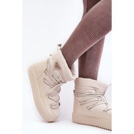 Botas de nieve para mujer con plataforma y cordones Beige Fleure 9