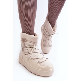 Botas de nieve para mujer con plataforma y cordones Beige Fleure 1