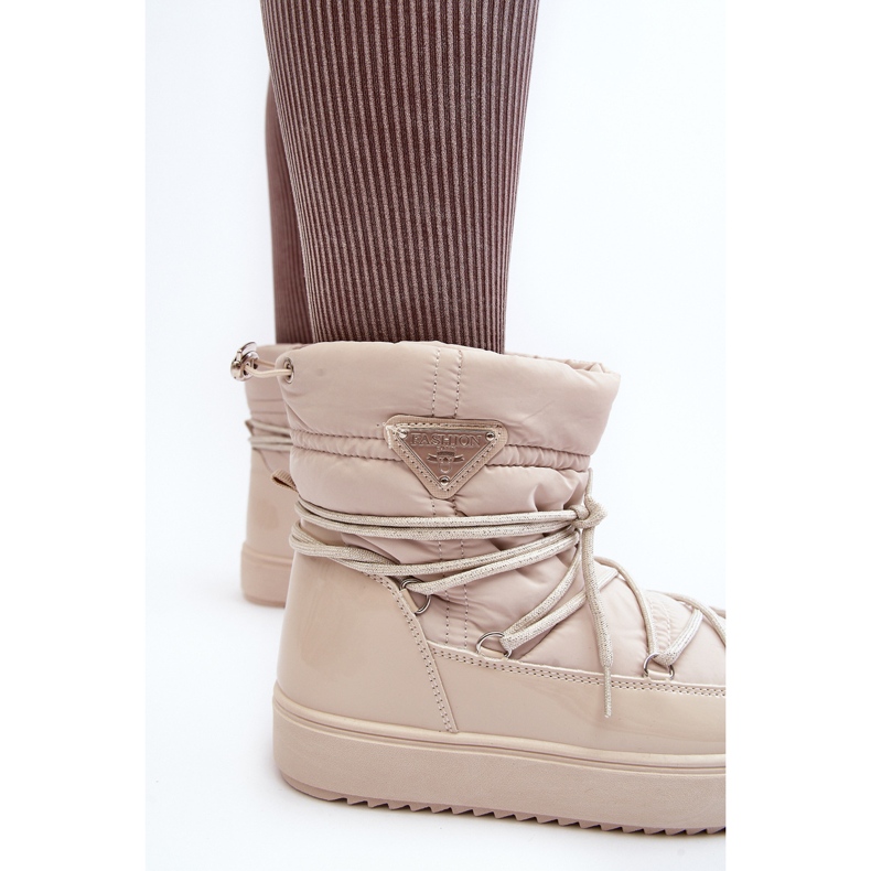 Botas de nieve para mujer con plataforma y cordones Beige Fleure 2 Botas de nieve para mujer con plataforma y cordones Beige Fleure 2