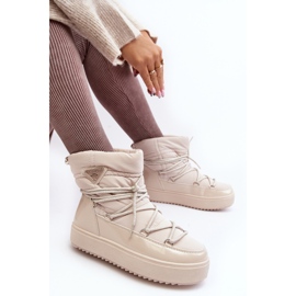 Botas de nieve para mujer con plataforma y cordones Beige Fleure 4