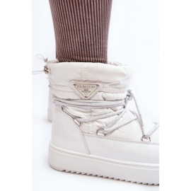 Botas de nieve con plataforma y cordones para mujer, color blanco flor 1