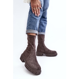 Botas Worker Sin Cordones Con Tacón Plano Gris Divella 2 Botas Worker Sin Cordones Con Tacón Plano Gris Divella 2