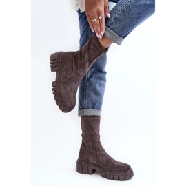 Botas Worker Sin Cordones Con Tacón Plano Gris Divella 3