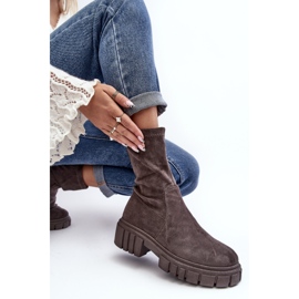 Botas Worker Sin Cordones Con Tacón Plano Gris Divella 6
