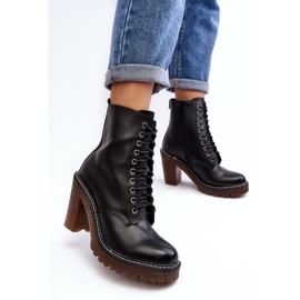 Botines con cordones para mujer Arove negro 6