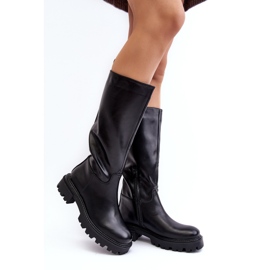 Botas planas sin cordones a media pantorrilla, negro Eamantha 1