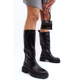 Botas planas sin cordones a media pantorrilla, negro Eamantha 6
