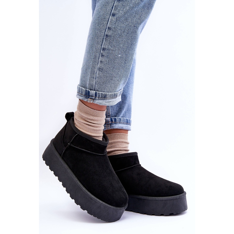 Botas de nieve con plataforma de ante para mujer negro Ninala 2