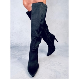 Botas de tacón alto de satén negro Strauss 1