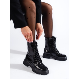 Botines de mujer con cordones y caña alta negro 3