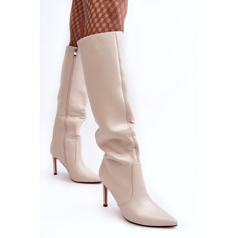 PA1 Botas Tacón Piel Beige meliskindra 1