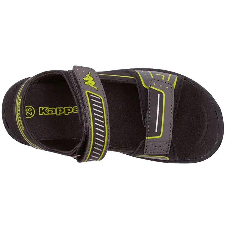 Sandalias infantil Kappa Paxos negro y lima 260864K 1133 1