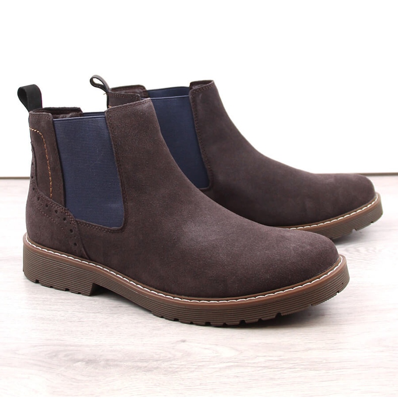 Botas Chelsea de piel ante para hombre, sin cordones marrón Filippo MBT5003 1