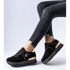 Zapatillas negras y doradas con plataforma Elliott. negro 1