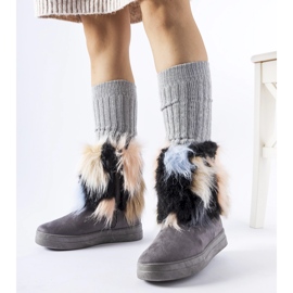 Botas de nieve grises con aislamiento y pelo de Cordero 1 Botas de nieve grises con aislamiento y pelo de Cordero 1