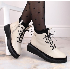 Filippo W PAW482 botas de plataforma de piel con aislamiento beige blanco 2