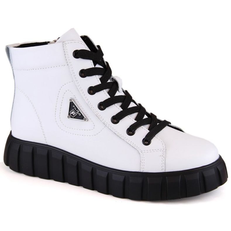 Botines de piel con plataforma Filippo W PAW382B, blanco 1