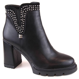 Botines aislantes de tacón alto con remaches, Filippo W PAW495, negro 1
