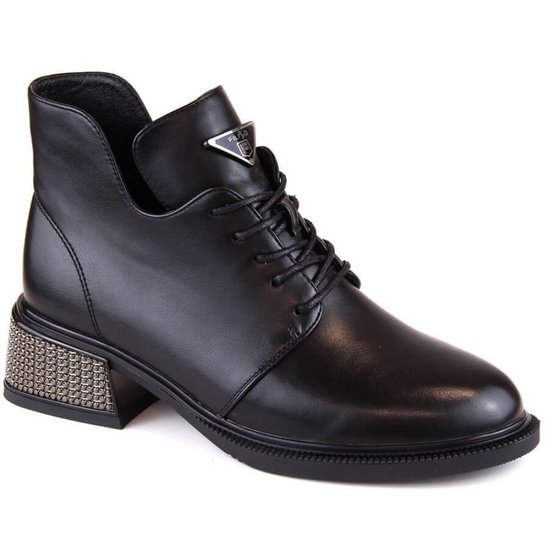 Filippo W PAW496 botines aislantes negros con tacón decorativo 1