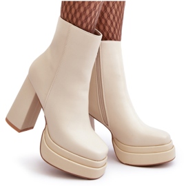 Sweet Shoes Botines de Mujer con Tacón Alto y Plataforma, Beige Claro Sandstra 4