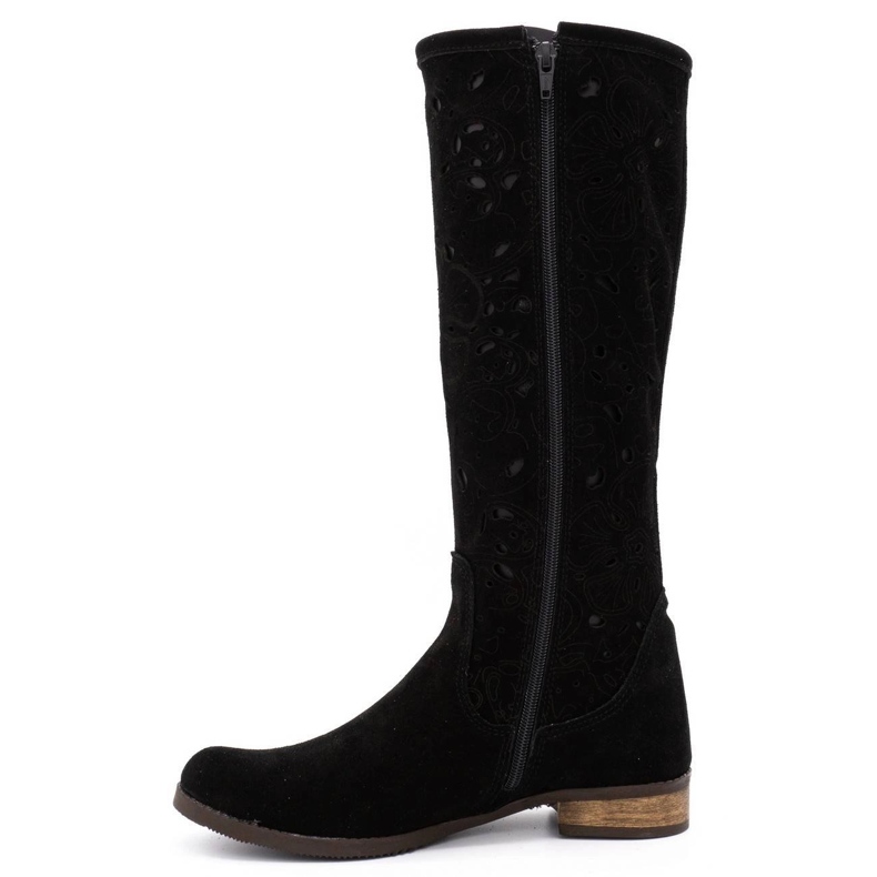 Olivier Botas de mujer caladas Flores negras negro 1