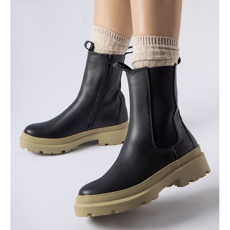 Botas Georgette negras con suela verde oliva negro 1