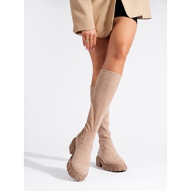 Botas slip-on de ante beige de Shelovet 2