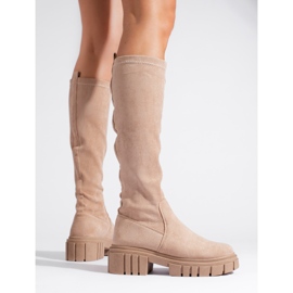 Botas slip-on de ante beige de Shelovet 3