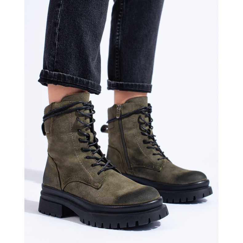 Botas trabajadoras de mujer Shelovet verde oscuro 1 Botas trabajadoras de mujer Shelovet verde oscuro 1