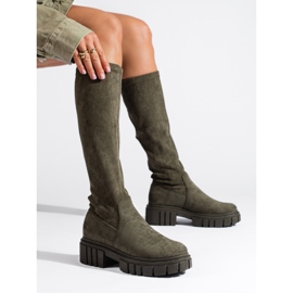 Botas sin cordones Shelovet de ante verde oscuro 1