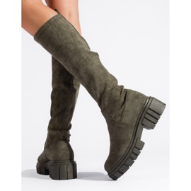 Botas sin cordones Shelovet de ante verde oscuro 3