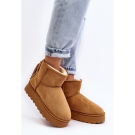 Botas de nieve de mujer con plataforma maciza y flecos Camel Lirico marrón 2