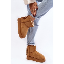 Botas de nieve de mujer con plataforma maciza y flecos Camel Lirico marrón 6