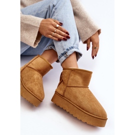 Botas de nieve de mujer con plataforma maciza y flecos Camel Lirico marrón 7