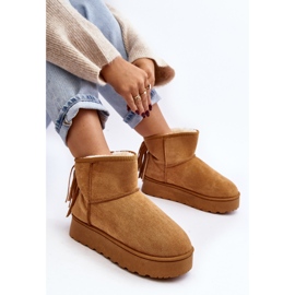 Botas de nieve de mujer con plataforma maciza y flecos Camel Lirico marrón 8