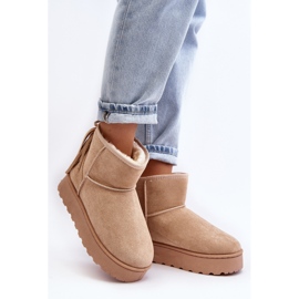 Botas de nieve de mujer con plataforma maciza y flecos, Beige Lirico 3