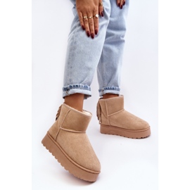 Botas de nieve de mujer con plataforma maciza y flecos, Beige Lirico 5