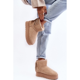 Botas de nieve de mujer con plataforma maciza y flecos, Beige Lirico 7