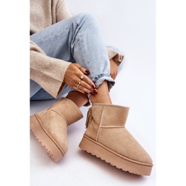 Botas de nieve de mujer con plataforma maciza y flecos, Beige Lirico 9