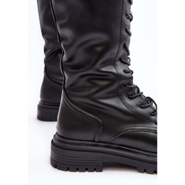 Botas con cordones a media pantorrilla para mujer, negro Elavettsa 1