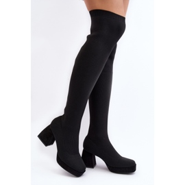Botas por encima de la rodilla para mujer con plataforma y tacón alto, Manaliis negro 1
